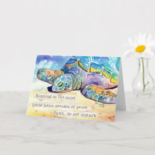 Little Sea Turtle Napping Honu Haiku Card Kort