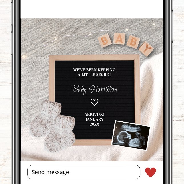 Little Secret Ultrasound Photo Winter Gravid Meddelande (winter photo pregnancy announcement card ultrasound sonogram little secret snowflake)