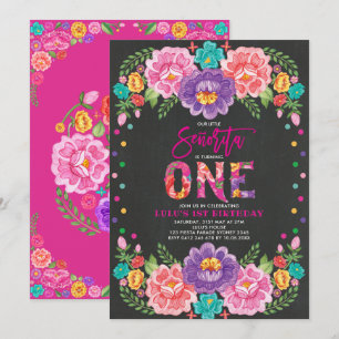 Little Senorita Fiesta Flower Girl 1st Birthday Inbjudningar