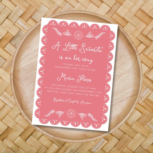 Little Senorita Mexican Papel Picado Baby Shower Inbjudningar (Little Senorita Mexican Papel Picado Baby Shower Invitation)