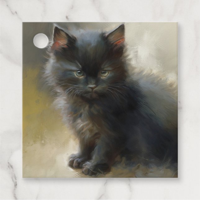 Little Shadow Black Kitten Gift Märkres Gåvor Etiketter (Framsida)