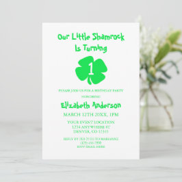Little Shamrock 1st Birthday Inbjudningar