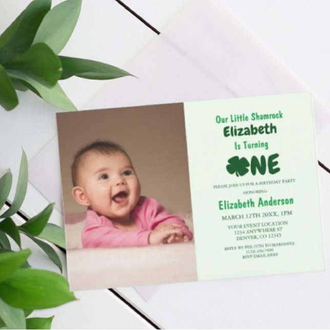 Little Shamrock 1st Birthday Inbjudningar (Skapare uppladdad)
