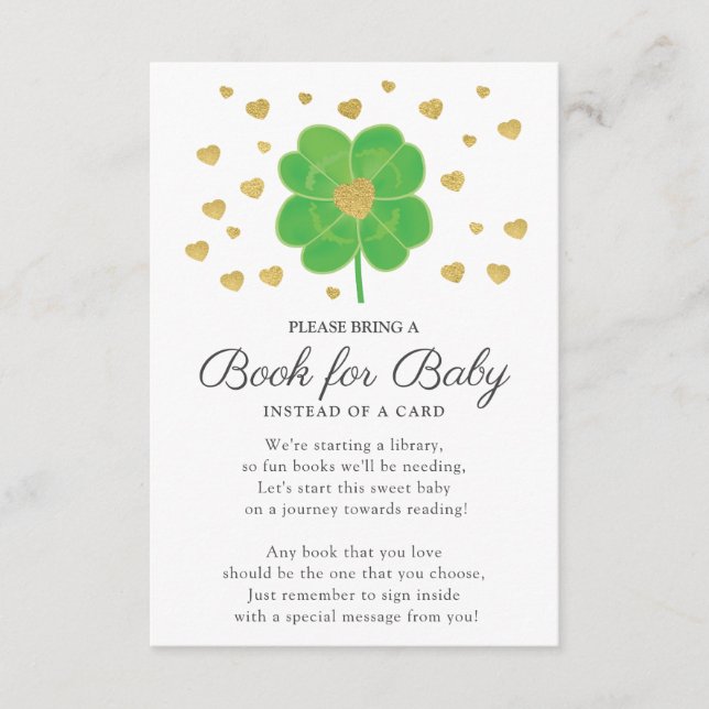 Little Shamrock Baby Shower Bok för Baby Card Tilläggskort (Framsida)