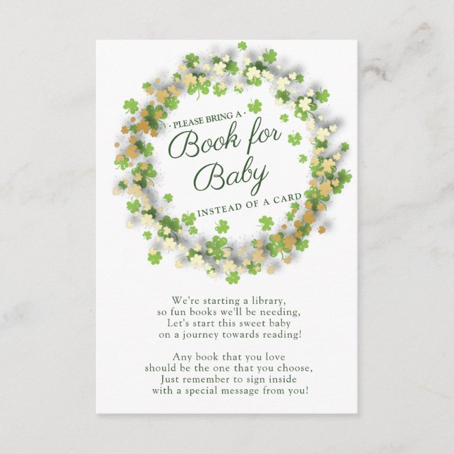 Little Shamrock Baby Shower Bok för Baby Card Tilläggskort (Framsida)