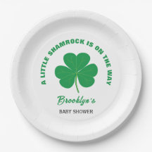 Little Shamrock Baby Shower Irish White and Grönt