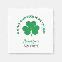 Little Shamrock Baby Shower Irish White and Grönt