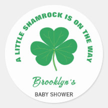 Little Shamrock Baby Shower Irish White and Grönt