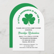 Little Shamrock Irish White and Grönt Baby Shower