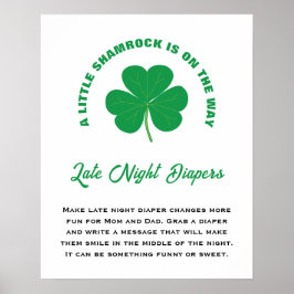 Little Shamrock Roligt Baby Shower Late Night Diap Poster