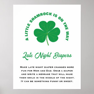 Little Shamrock Roligt Baby Shower Late Night Diap Poster