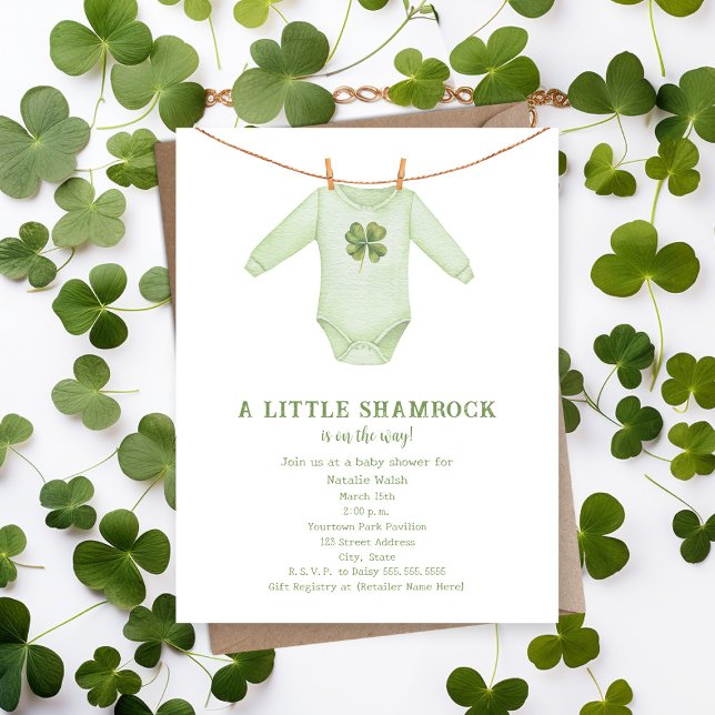 Little Shamrock St Patrick' Boy Baby Shower Inbjudningar (Skapare uppladdad)