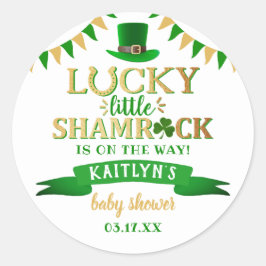 Little Shamrock St. Patrick Day Baby Shower Runt Klistermärke