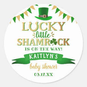 Little Shamrock St. Patrick Day Baby Shower Runt Klistermärke