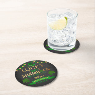 Little Shamrock St. Patrick Day Baby Shower Underlägg Papper Rund