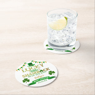 Little Shamrock St. Patrick Day Baby Shower Underlägg Papper Rund