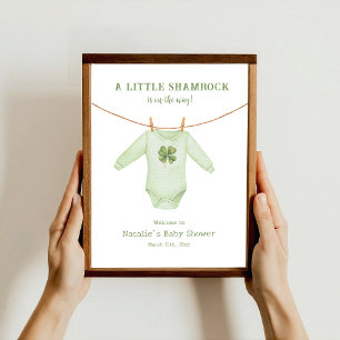 Little Shamrock St Patrick's Baby Shower Välkommen Poster