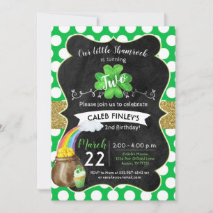 Little Shamrock St. Patrick's Birthday Guld Inbjudningar