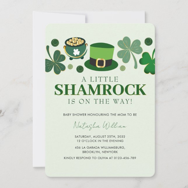 Little Shamrock St patrick's day Baby Shower Invi Inbjudningar (Framsida)