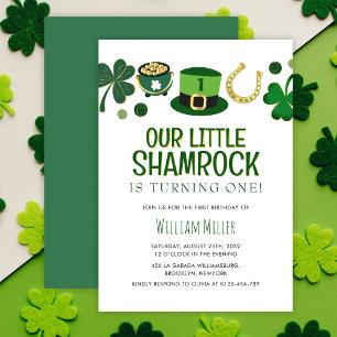 Little Shamrock St patrick's day Birthday Inbjudningar