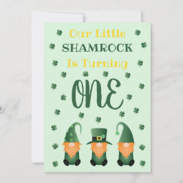 Little Shamrock Turning One Gnomes Inbjudningar