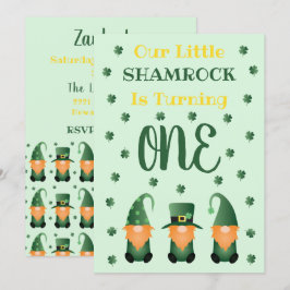 Little Shamrock Turning One Gnomes Inbjudningar
