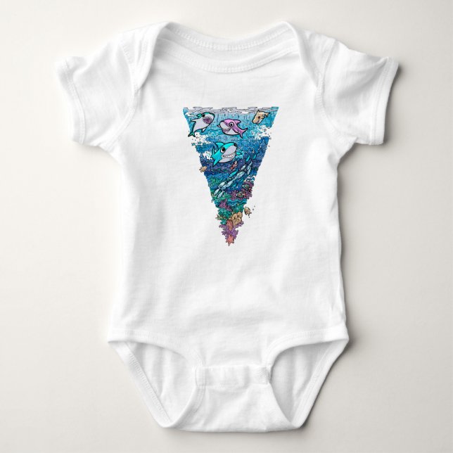 Little Shark Doodle T Shirt (Framsida)