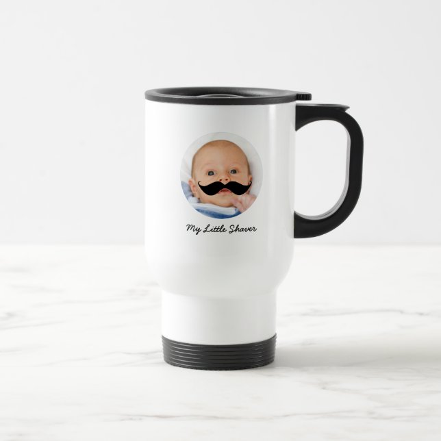Little Shaver New Pappa Mustache Baby Photo Funny Resemugg (Höger)