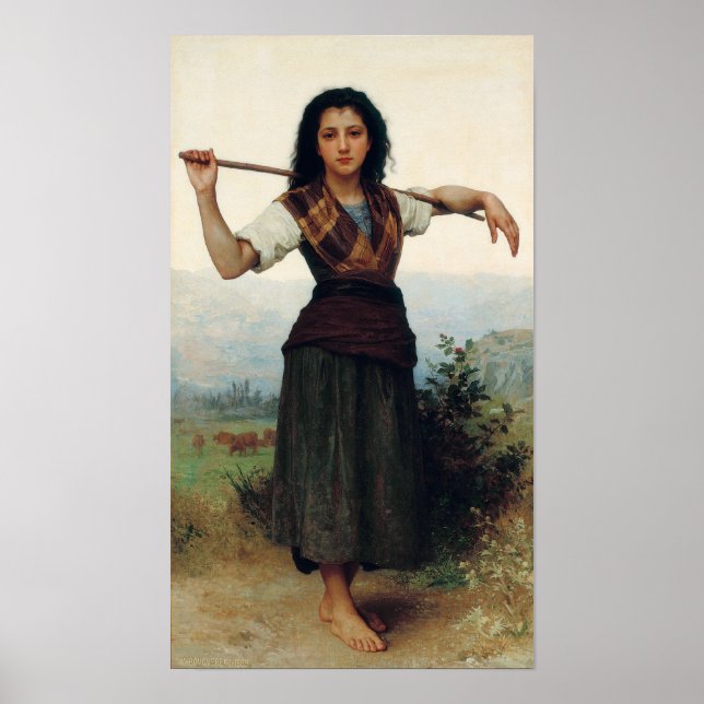 Little Shepherdes av Bouguereau Poster (Framsidan)