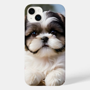 Little Shih Tzu Puppy Basket Flowers