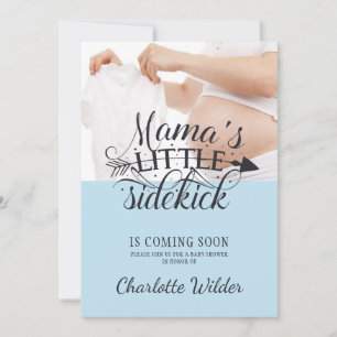 Little Sidekick Baby Bump Blue Boy Shower Inv Inbjudningar