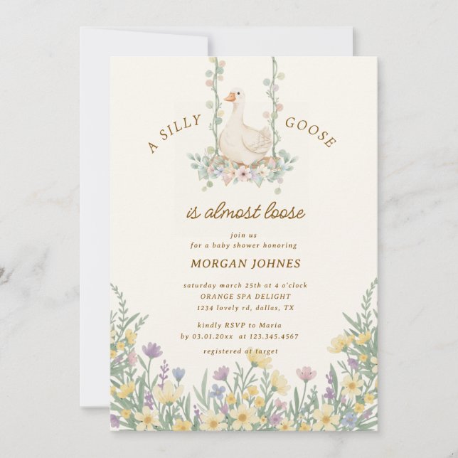 Little Silly Goose baby Shower Inbjudningar (Framsida)
