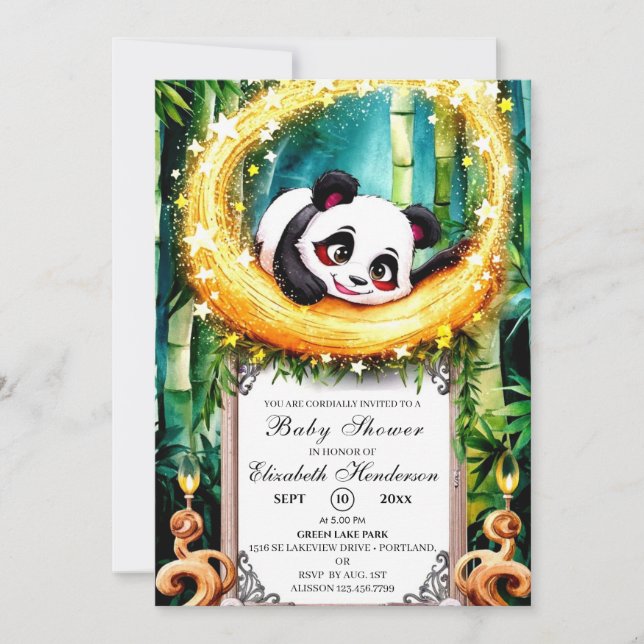 Little Simple Cute Panda Baby Shower Inbjudningar (Framsida)