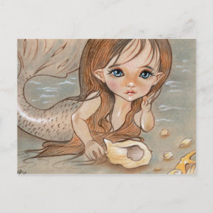 Little Sirenita Sjöjungfru Snäcka Postcard Vykort