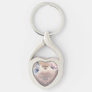 Little Sis Twisted Heart Silverfärgad Nyckelring
