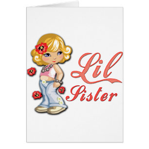 LIttle Sister and Flowers Hälsningskort