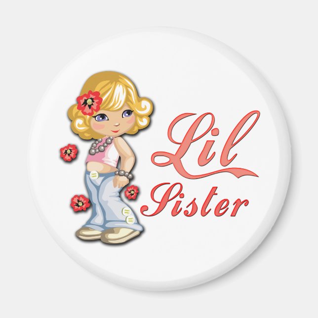LIttle Sister and Flowers Magnet (Framsidan)