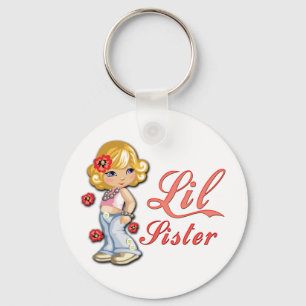 LIttle Sister and Flowers Nyckelring