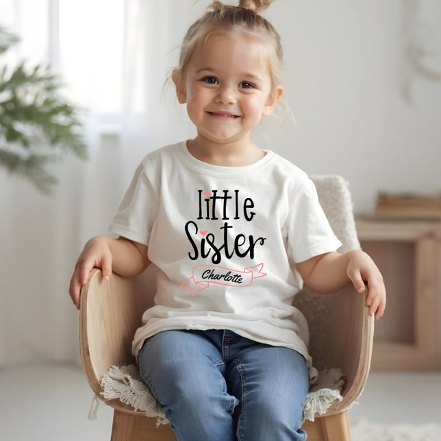 Little Sister Baby annoncement Namn & Monogram T- T Shirt (Little Sister Baby Announcement Name & Monogram T- Tri-Blend Shirt)