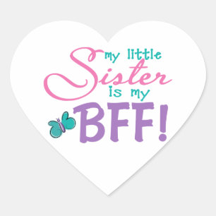 Little Sister BFF Butterfly Hjärtformat Klistermärke