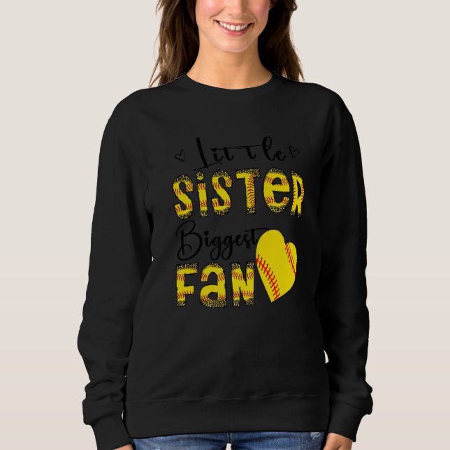 Little Sister Biggest Fan Teen Girls Leopard Softb T Shirt (Framsida)