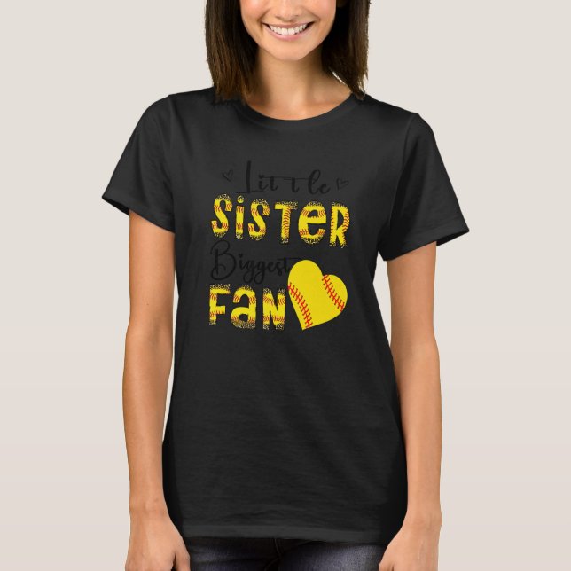 Little Sister Biggest Fan Teen Girls Leopard Softb T Shirt (Framsida)