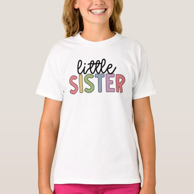 Little Sister Cute Matching Syskon T Shirt (Framsida)
