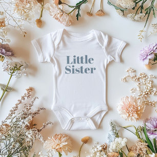 Little Sister   Dusty Blue Matching Syskon-familje T Shirt
