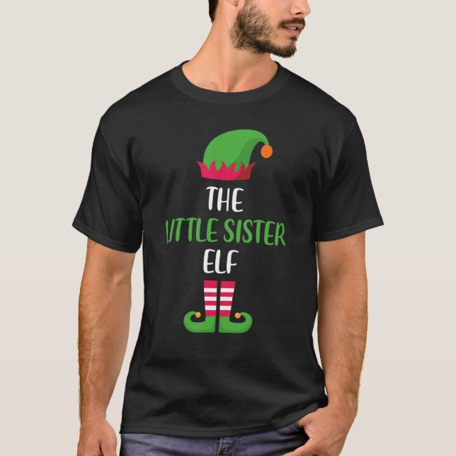 Little Sister Elf Family Matching Group Christmas  T Shirt (Framsida)