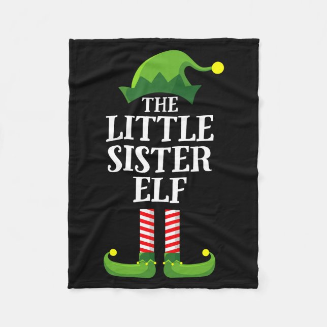 Little Sister Elf Matching Family Group Christmas  Fleecefilt (Framsidan)