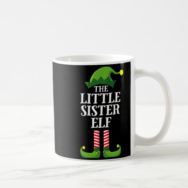 Little Sister Elf Matching Family Group Christmas  Kaffemugg (Höger)