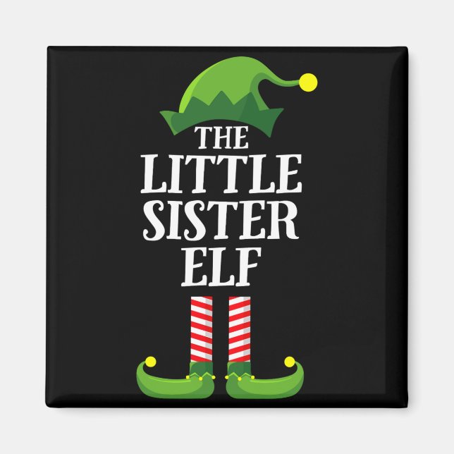 Little Sister Elf Matching Family Group Christmas  Magnet (Framsidan)
