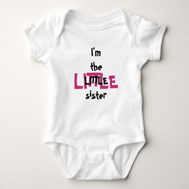 Little Sister Funny Flicka Rosa Black Text Baby T Shirt (Framsida)
