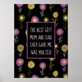 Little Sister Mörk Botanical Mönster Girly Poster